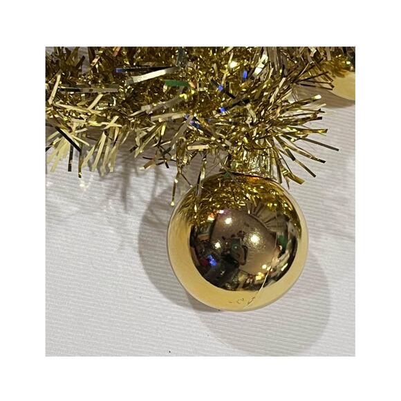 BULK LOT 6 Strands 48 ft Christmas Elegance Gold Tinsel Garland w/Gold Ornaments - Picture 3 of 5